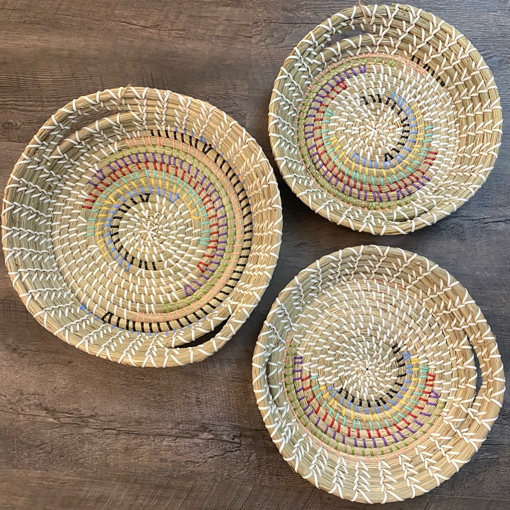 🆕 (3) Handmade Woven Baskets